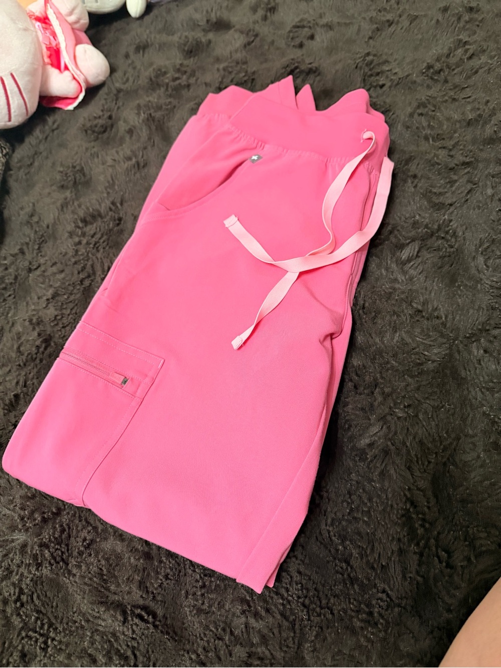 Figs Bright Pink Midi Drawstring Utility Skirt